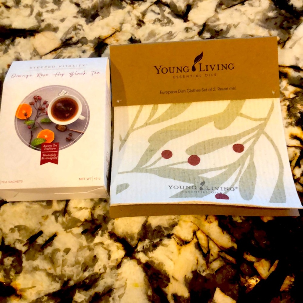 Young Living European dish cloth and tea
